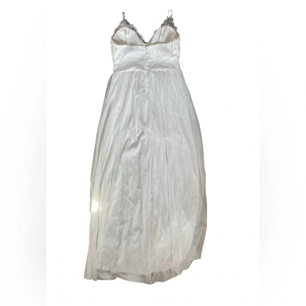 Fashion Nova White Lace Bodice Maxi Dress with Sheer Skirt - Picture 3 of 5